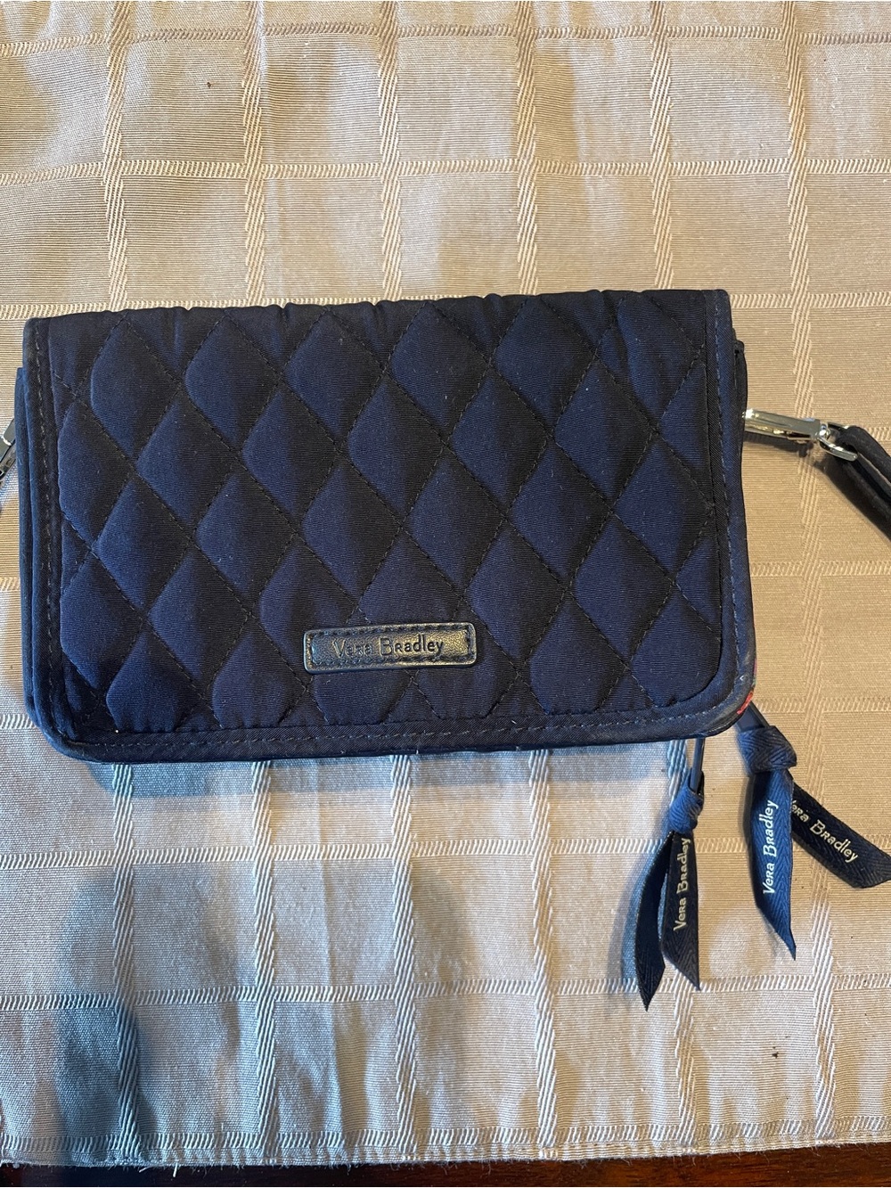 Vera Bradley RFID 3-in-1 Crossbody Wallet Bag • Classic Navy Quilted Microfiber